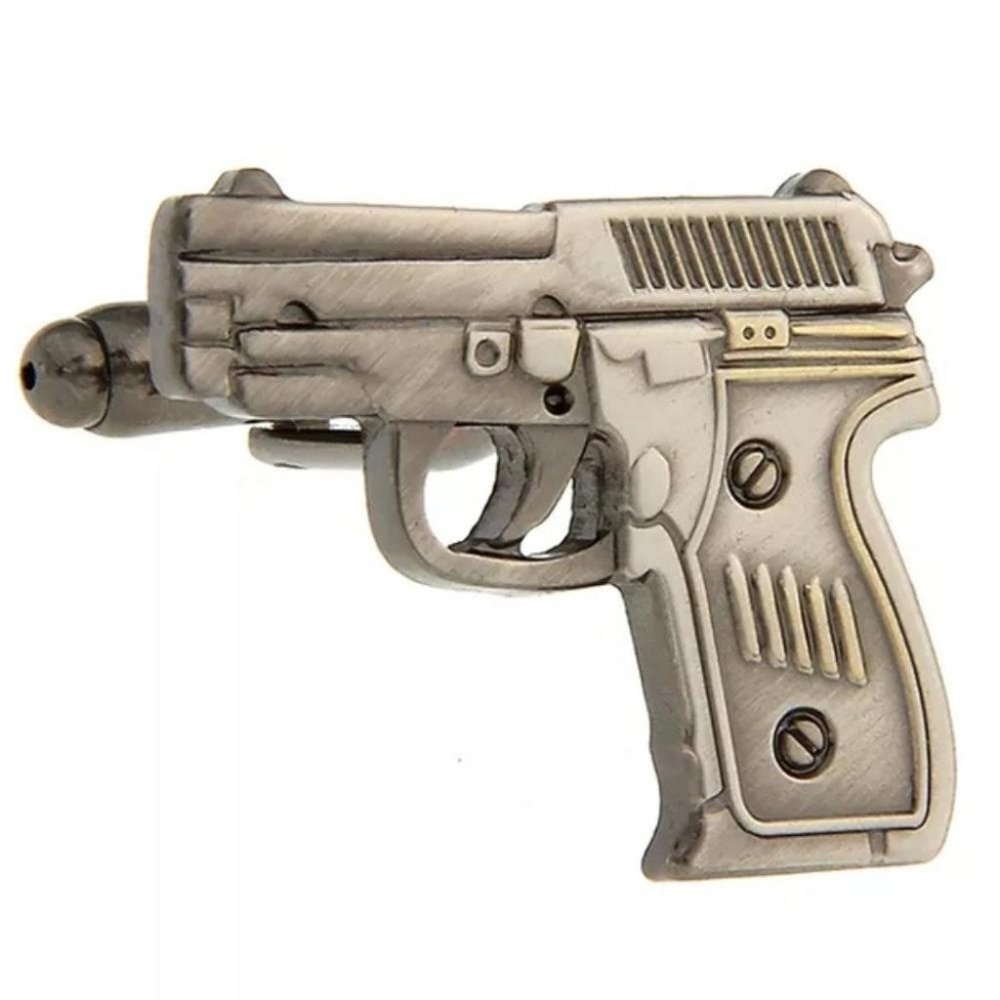 Gun Pistol Copper Metal Cuff Links Bronze Color